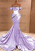 Chic Ruffle Satin Prom Dress Mermaid Off-the-Shoulder Beadings Long Party Gown