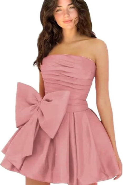 Satin Short Homecoming Dresses-Bridelily Satin Short Homecoming Dresses-Bridelily