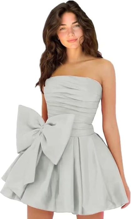 Satin Short Homecoming Dresses-Bridelily Satin Short Homecoming Dresses-Bridelily