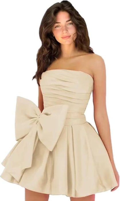 Satin Short Homecoming Dresses-Bridelily Satin Short Homecoming Dresses-Bridelily