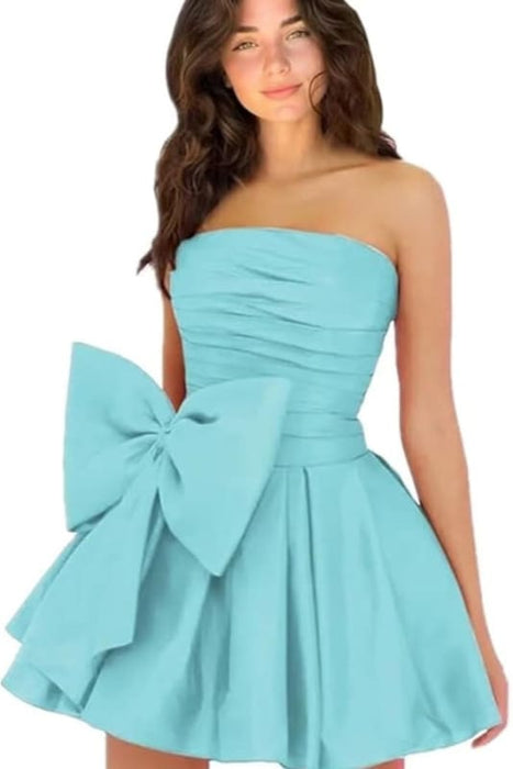 Satin Short Homecoming Dresses-Bridelily Satin Short Homecoming Dresses-Bridelily