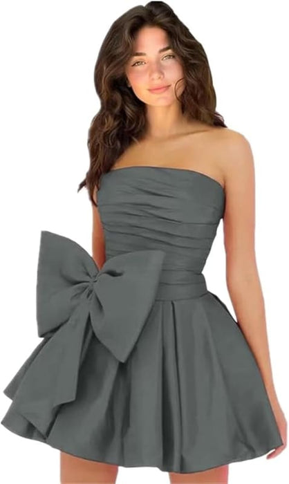Satin Short Homecoming Dresses-Bridelily Satin Short Homecoming Dresses-Bridelily