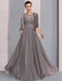 Floor-Length A-Line Mother of the Bride Dress with Princess Scoop Neckline