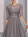 Floor-Length A-Line Mother of the Bride Dress with Princess Scoop Neckline