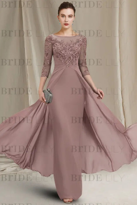 Dusty Rose Chiffon Aline Mother of the Bride Dress