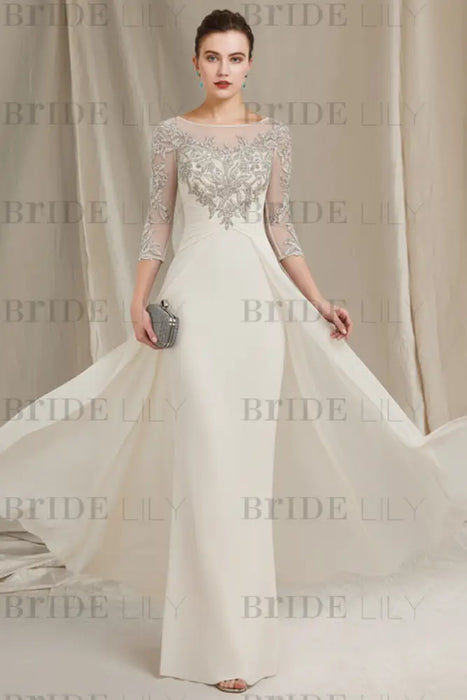 Ivory Chiffon Aline Mother of the Bride Dress
