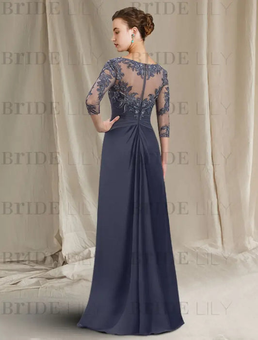 sachin and babi light blue dress Black Chiffon A-Line Mother of The Bride Dresses with Rhinestones main image 0