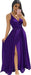 Regency Elegant Chiffon Bridesmaid Dresses Aline V-Neck with Front Split