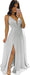 Elegant Chiffon Bridesmaid Dresses Aline V-Neck with Front Split White