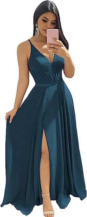 Elegant Chiffon Bridesmaid Dresses Aline V-Neck with Front Split