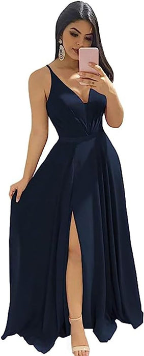 Elegant Chiffon Bridesmaid Dresses Aline V-Neck with Front Split