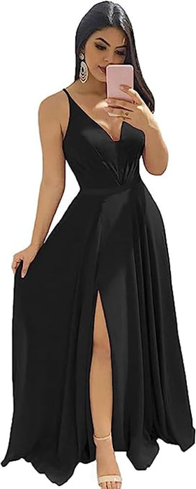 Elegant Chiffon Bridesmaid Dresses Aline V-Neck with Front Split