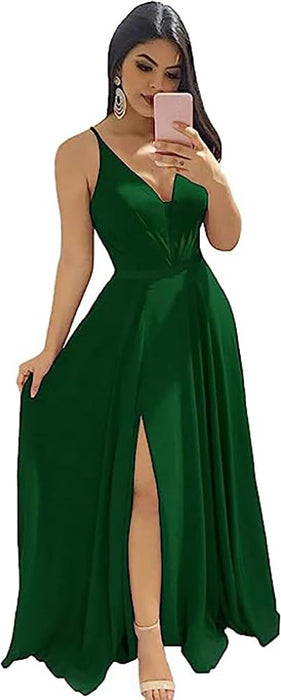 Elegant Chiffon Bridesmaid Dresses Aline V-Neck with Front Split