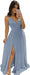 Elegant Chiffon Bridesmaid Dresses Aline V-Neck with Front Split