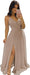 Elegant Chiffon Bridesmaid Dresses Aline V-Neck with Front Split Dusty Pink
