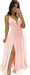Elegant Chiffon Bridesmaid Dresses Aline V-Neck with Front Split Pink
