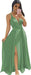 Elegant Chiffon Bridesmaid Dresses Aline V-Neck with Front Split Sage