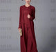 Chiffon three piece pantsuit with a long duster coat in burgundy