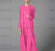 Fuchsia chiffon mother of the bride pantsuit with long duster coat