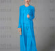 Ocean Blue chiffon mother of the bride pantsuit with long duster coat