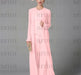 Chiffon three piece pantsuit with a long duster coat in pale pink
