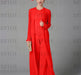Red chiffon mother of the bride pantsuit with long duster coat