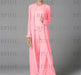 Chiffon three piece pantsuit with a long duster coat in soft pink