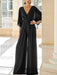 Chiffon jumpsuit with kimono sleeves and pockets in black