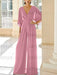 Candy Pink chiffon mother of the bride jumpsuit with pockets and kimono sleeves