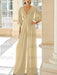 Champagne chiffon mother of the bride jumpsuit with pockets and kimono sleeves