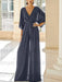 Charcoal Grey chiffon mother of the bride jumpsuit with pockets and kimono sleeves