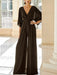 Chocolate chiffon mother of the bride jumpsuit with pockets and kimono sleeves