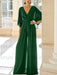 Dark Green chiffon mother of the bride jumpsuit with pockets and kimono sleeves