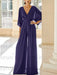 Dark Purple chiffon mother of the bride jumpsuit with pockets and kimono sleeves