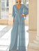 Chiffon jumpsuit with kimono sleeves and pockets in dusty blue