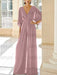 Dusty Rose chiffon mother of the bride jumpsuit with pockets and kimono sleeves