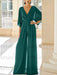 Emerald Green chiffon mother of the bride jumpsuit with pockets and kimono sleeves
