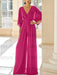 Fuchsia chiffon mother of the bride jumpsuit with pockets and kimono sleeves