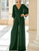 Green Black chiffon mother of the bride jumpsuit with pockets and kimono sleeves