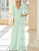 Mint Green chiffon mother of the bride jumpsuit with pockets and kimono sleeves