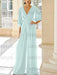 Pale Aqua chiffon mother of the bride jumpsuit with pockets and kimono sleeves