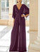 Chiffon jumpsuit with kimono sleeves and pockets in plum