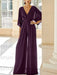 Plum chiffon mother of the bride jumpsuit with pockets and kimono sleeves