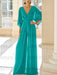 Pool chiffon mother of the bride jumpsuit with pockets and kimono sleeves
