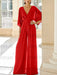 Red chiffon mother of the bride jumpsuit with pockets and kimono sleeves