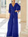 Royal Blue chiffon mother of the bride jumpsuit with pockets and kimono sleeves