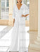 White chiffon mother of the bride jumpsuit with pockets and kimono sleeves
