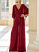 Wine Red chiffon mother of the bride jumpsuit with pockets and kimono sleeves