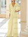 Yellow chiffon mother of the bride jumpsuit with pockets and kimono sleeves