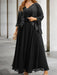 Chiffon A-line dress with a sequin lace trimmed jacket in black